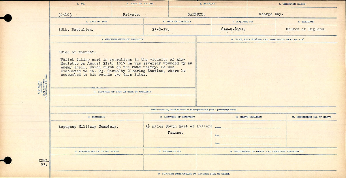Registres de circonstances du décès