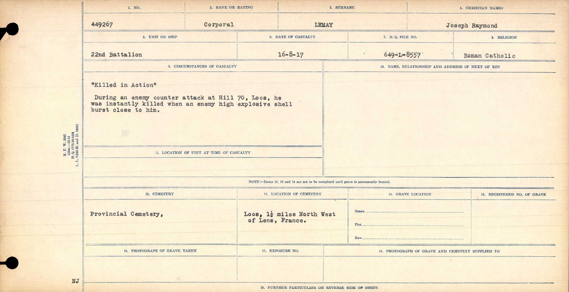 Circumstances of death registers