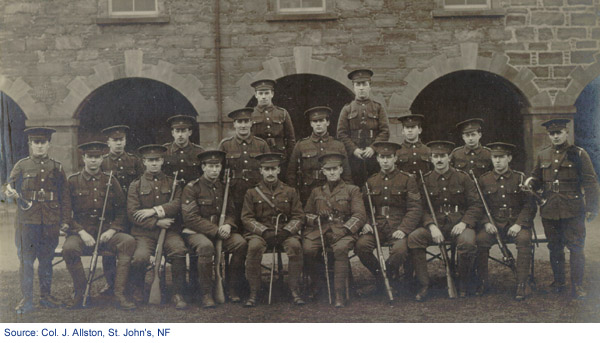 A group picture of Newfoundlanders during WWI