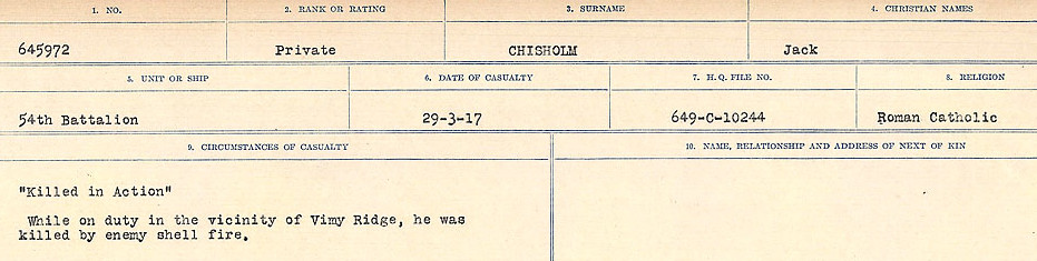Registres de circonstances du décès