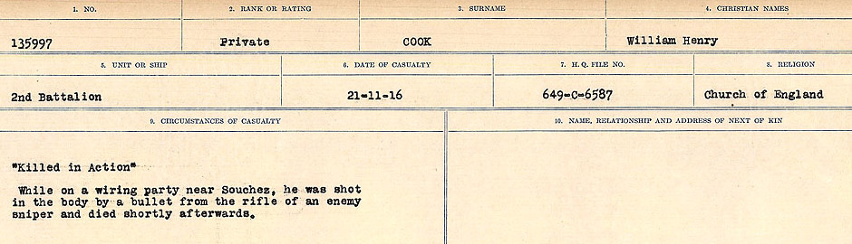 Registres de circonstances du décès
