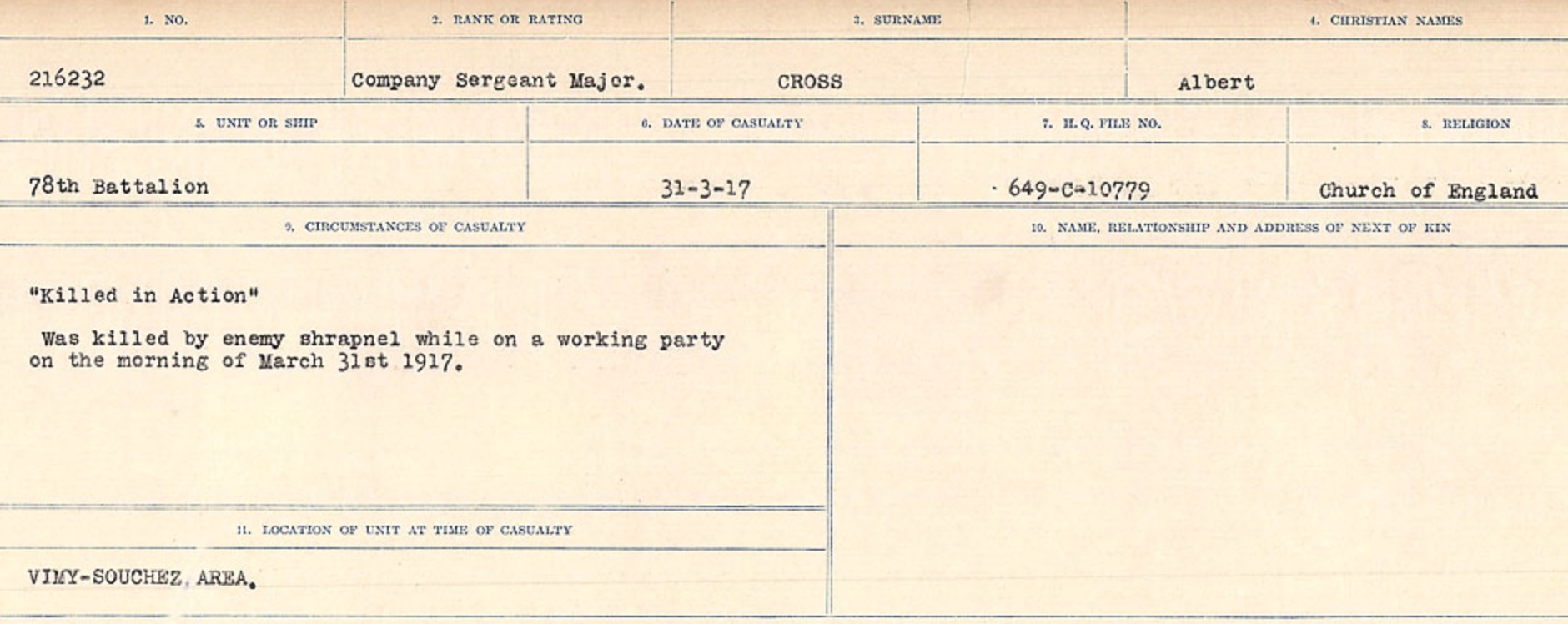 Registres de circonstances du décès