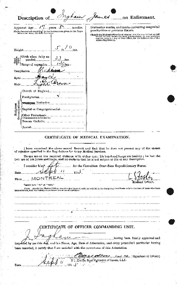 Feuille d'engagement (dos)