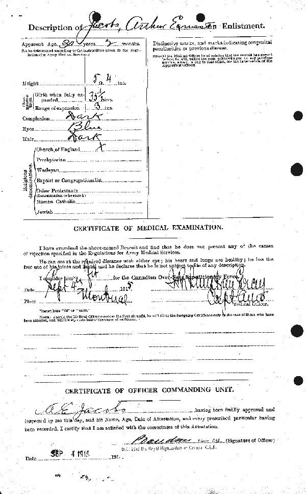 Feuille d'engagement (dos)