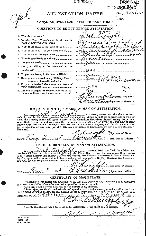 Feuille d'engagement