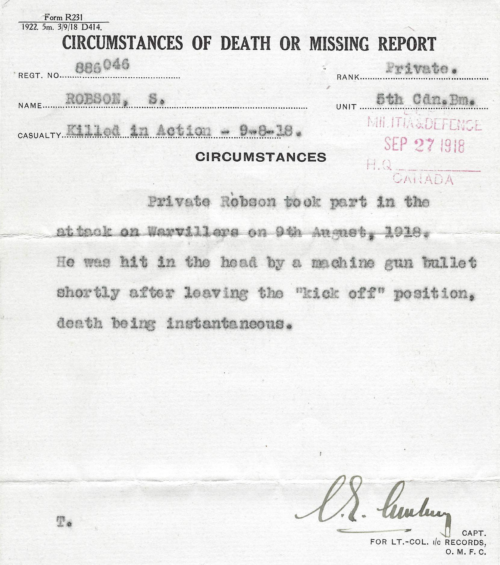 Circumstances of Death