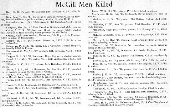 Honour Roll - McGill University