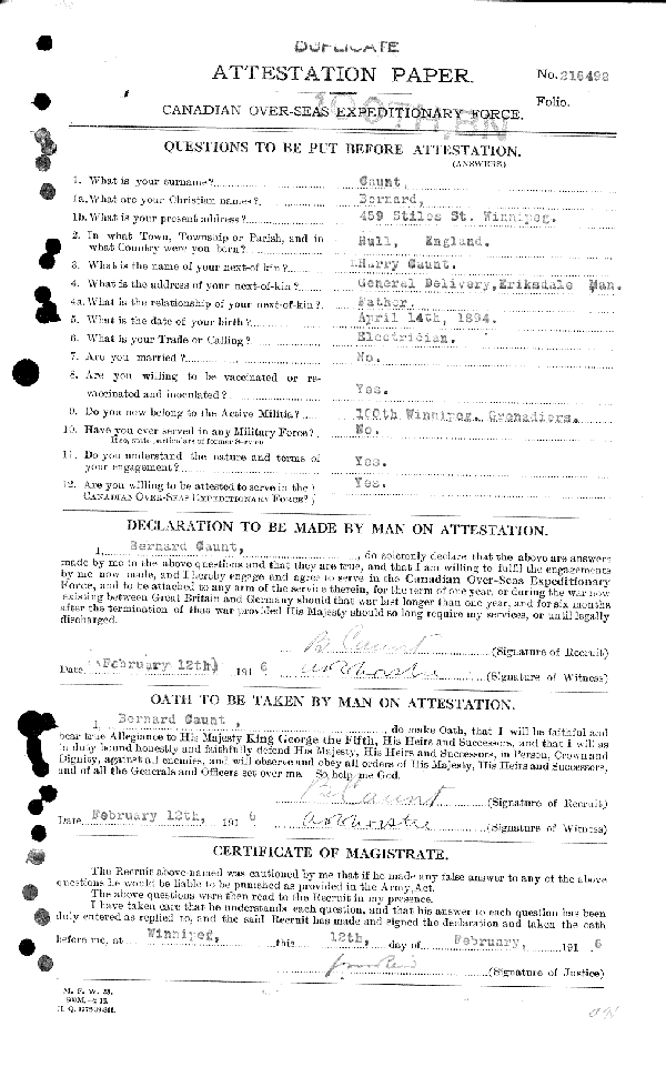 Attestation Paper (page 1)