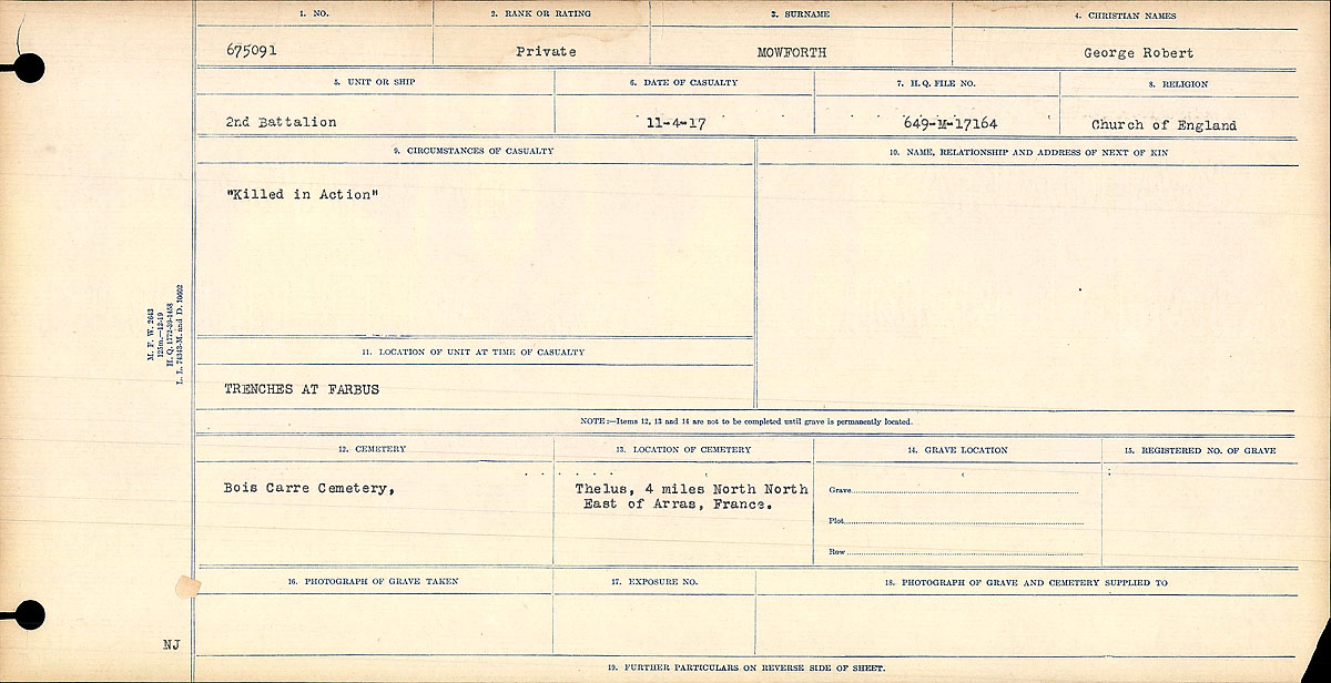 Circumstances of death registers