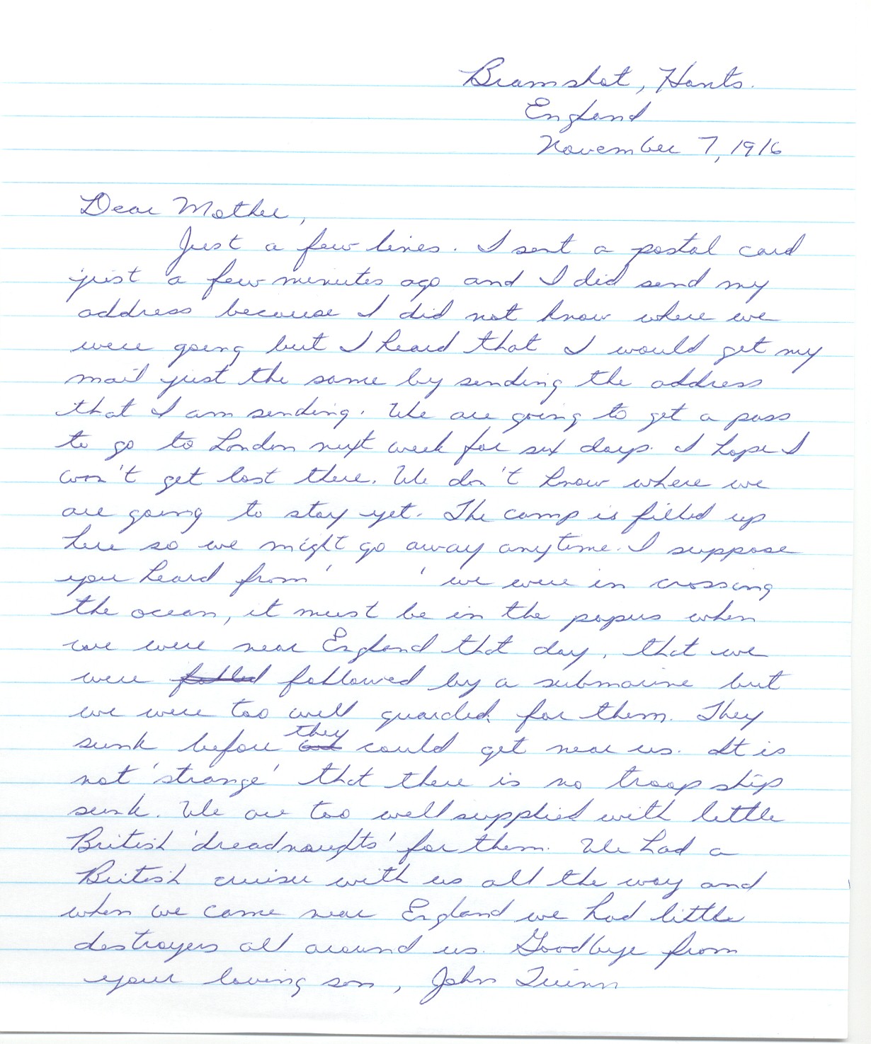 Transcribed Letter
