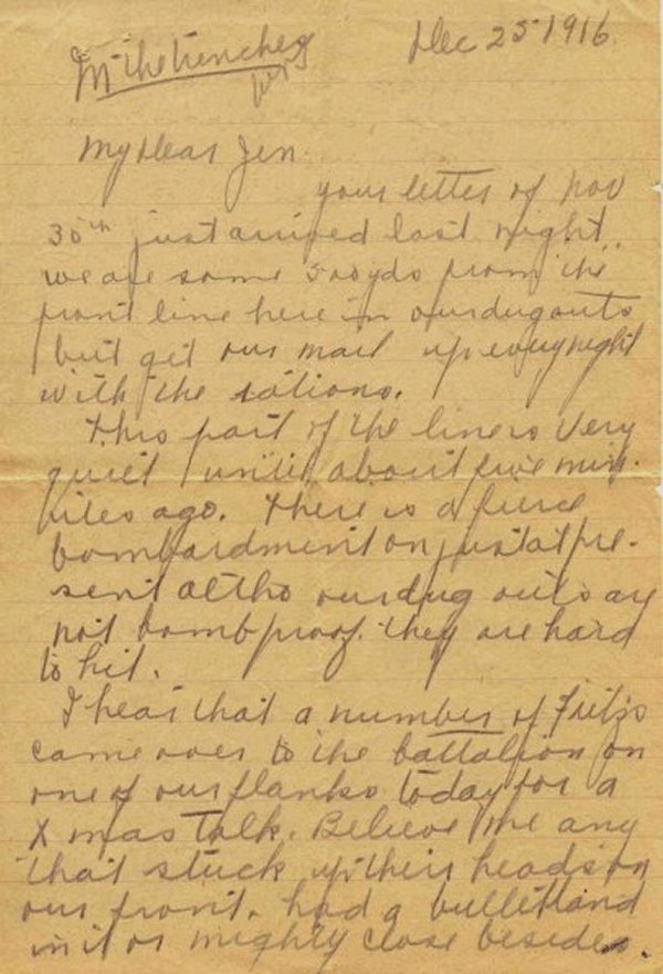 Letter written on December 25, 1916  p.1
