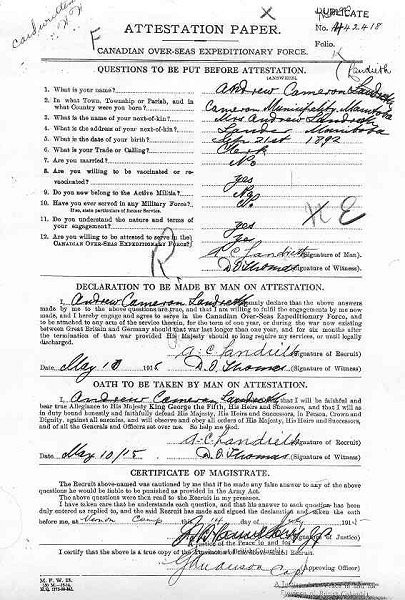 Attestation Paper (front)