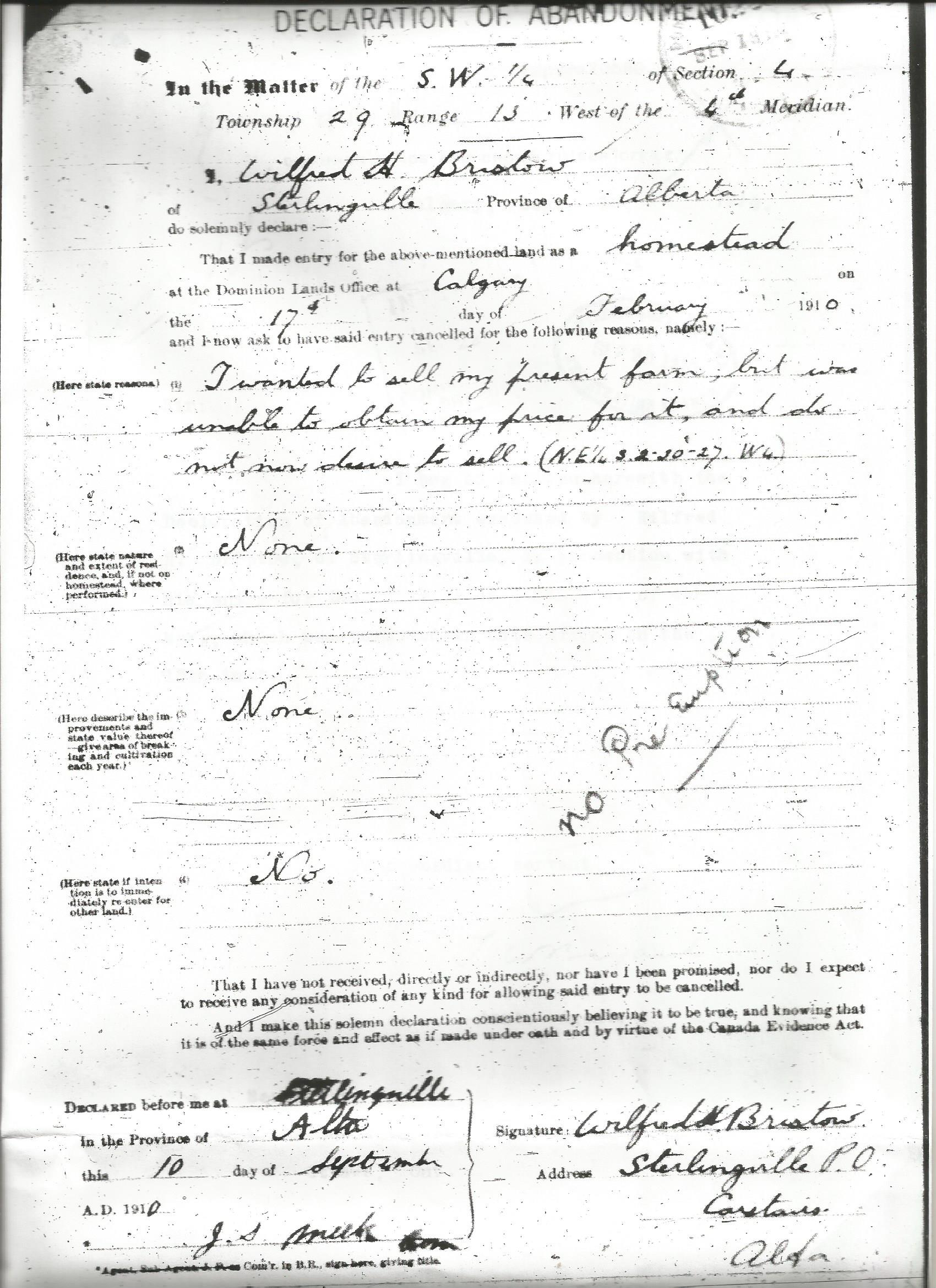 Declaration of Abandonment