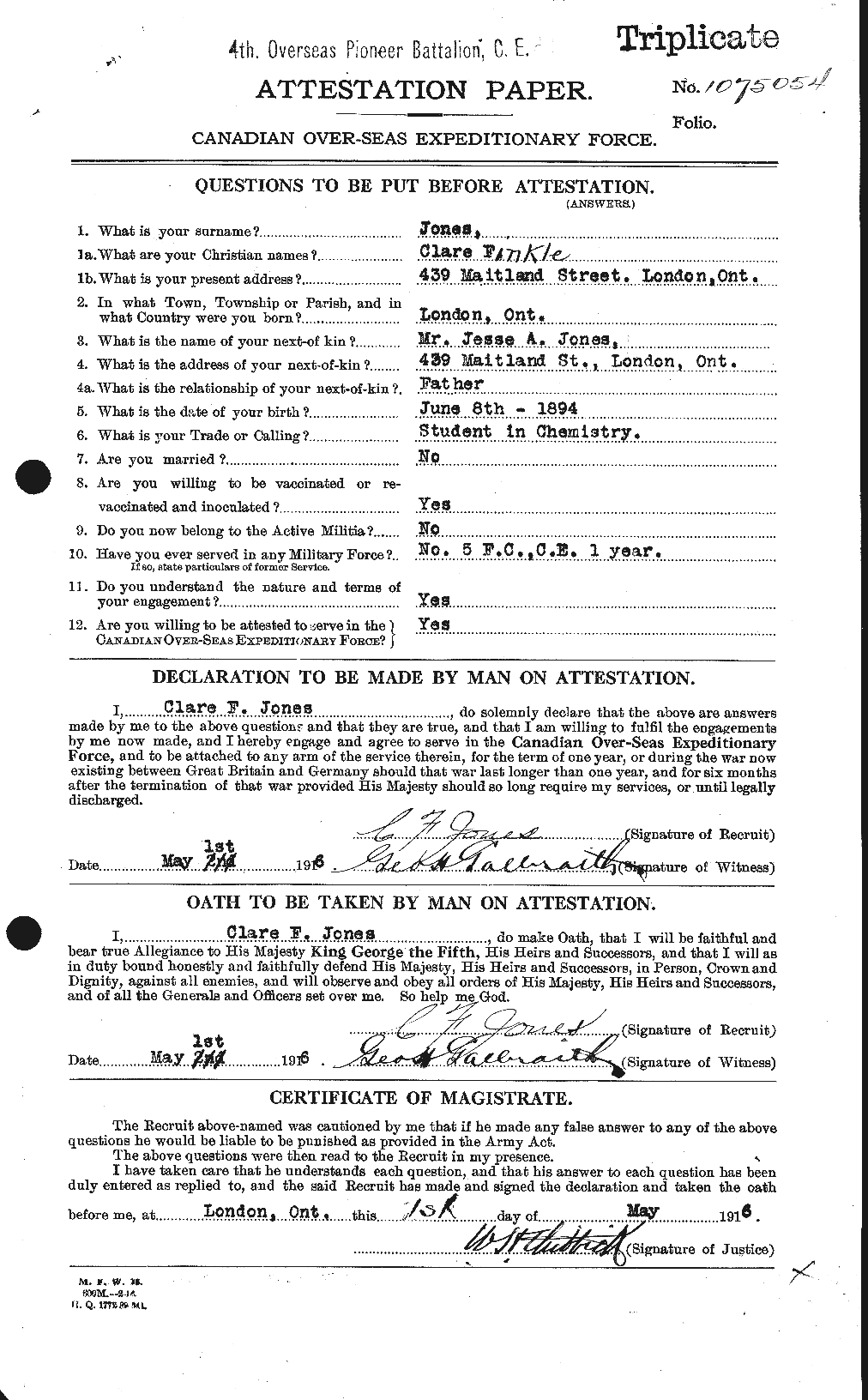 Papier d'attestation