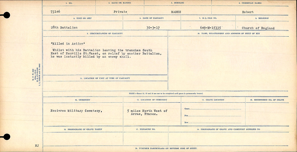 Circumstances of death registers