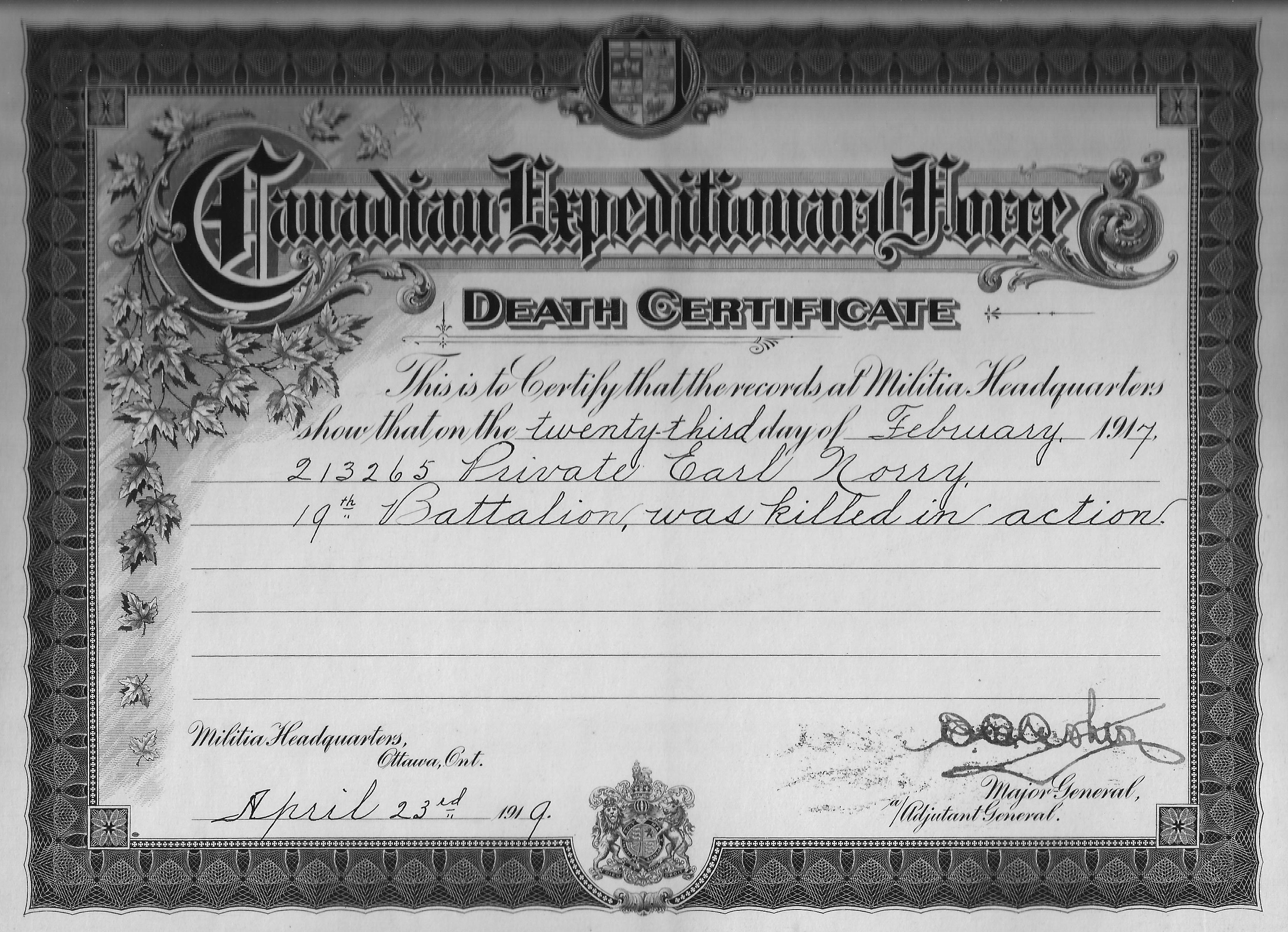 Death certificate