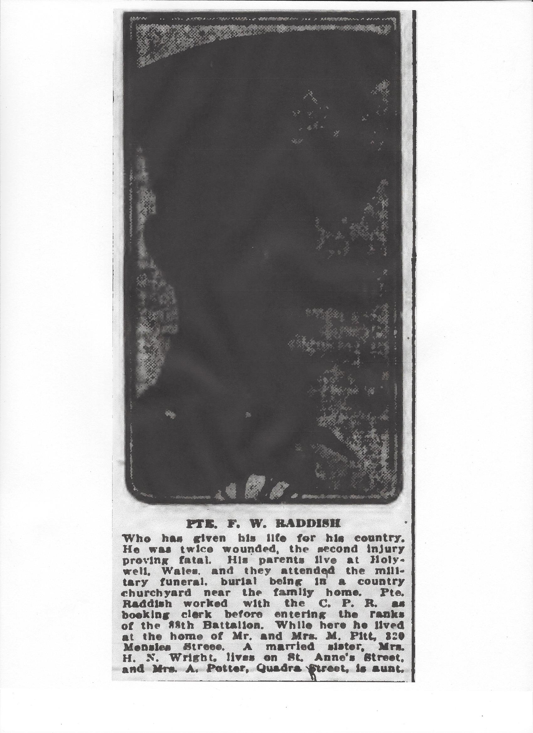 Photo of FREDERICK WILLIAM RADDISH