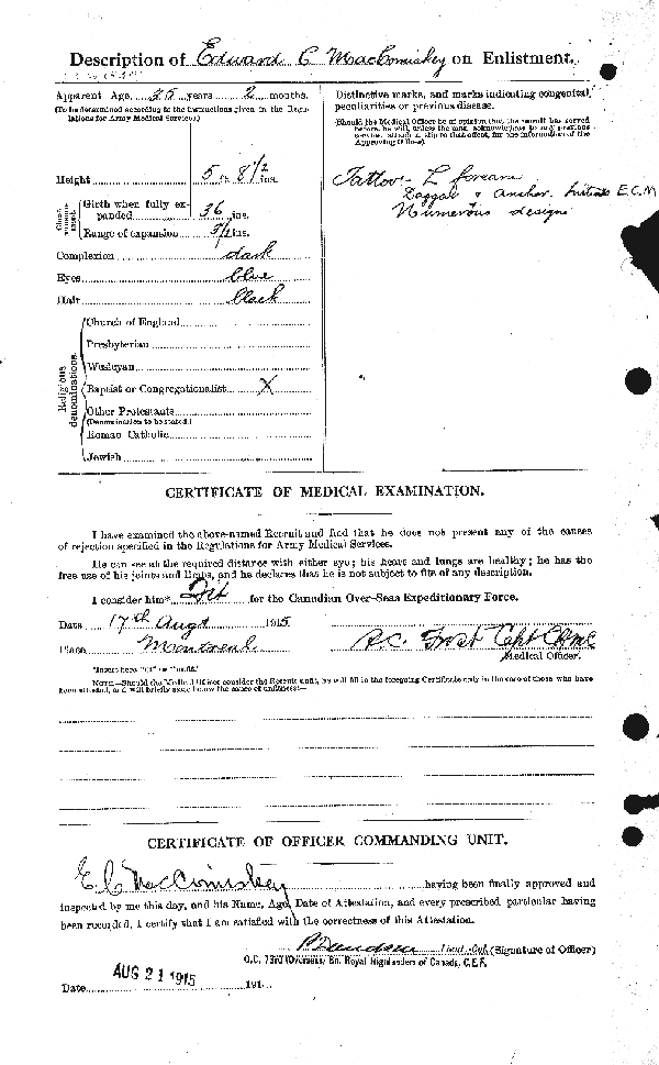 Attestation Papers (Reverse)