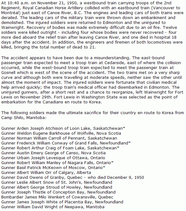 Canoe River Train Accident