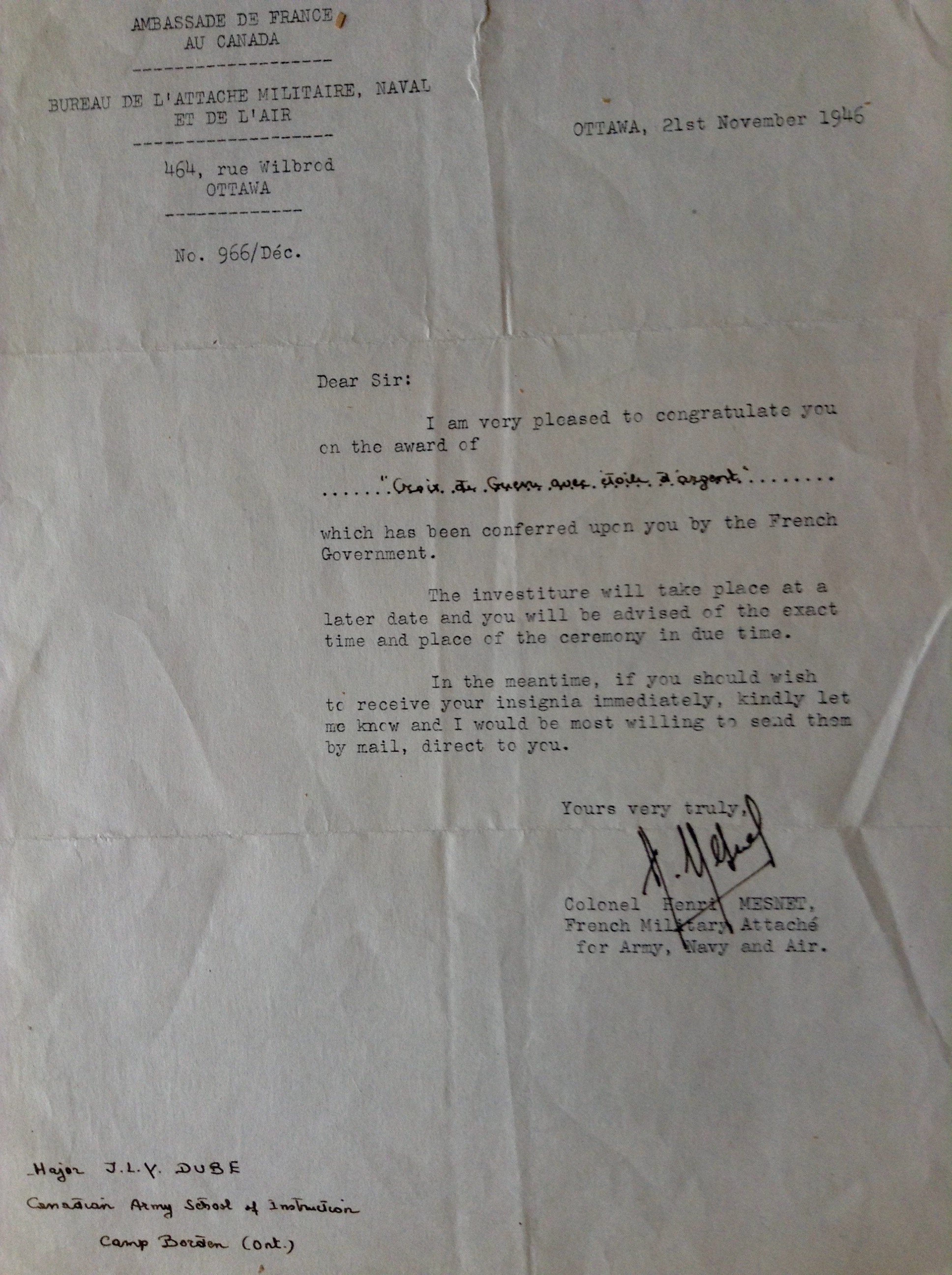 Letter (November 21, 1946)