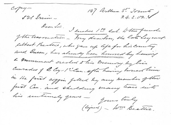 Copy of letter