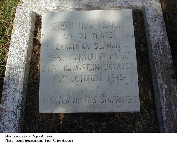 Gravemarker for Sterling Isnor