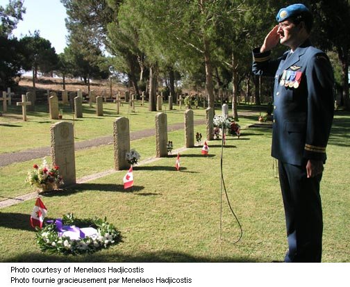 Captain Dan Zegerac salutes graves