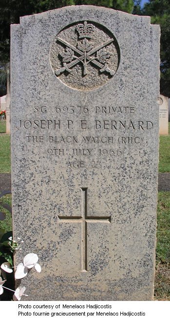 Headstone for Joseph PE Bernard