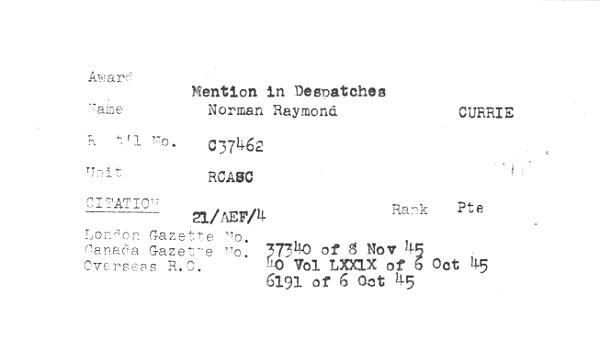 Mention in despatches