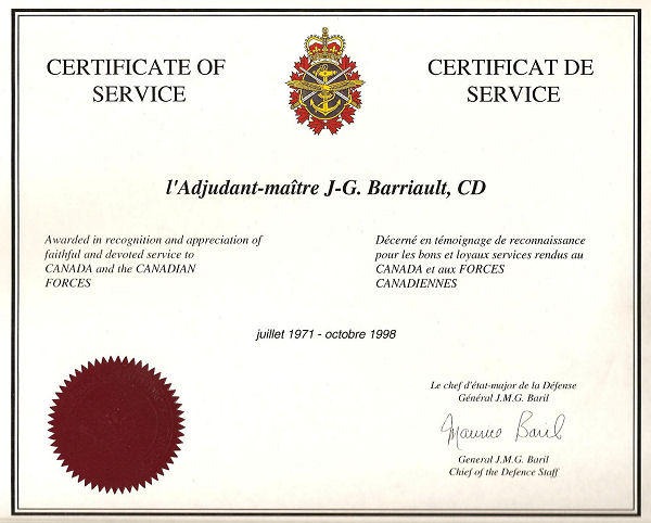 Certificate of service