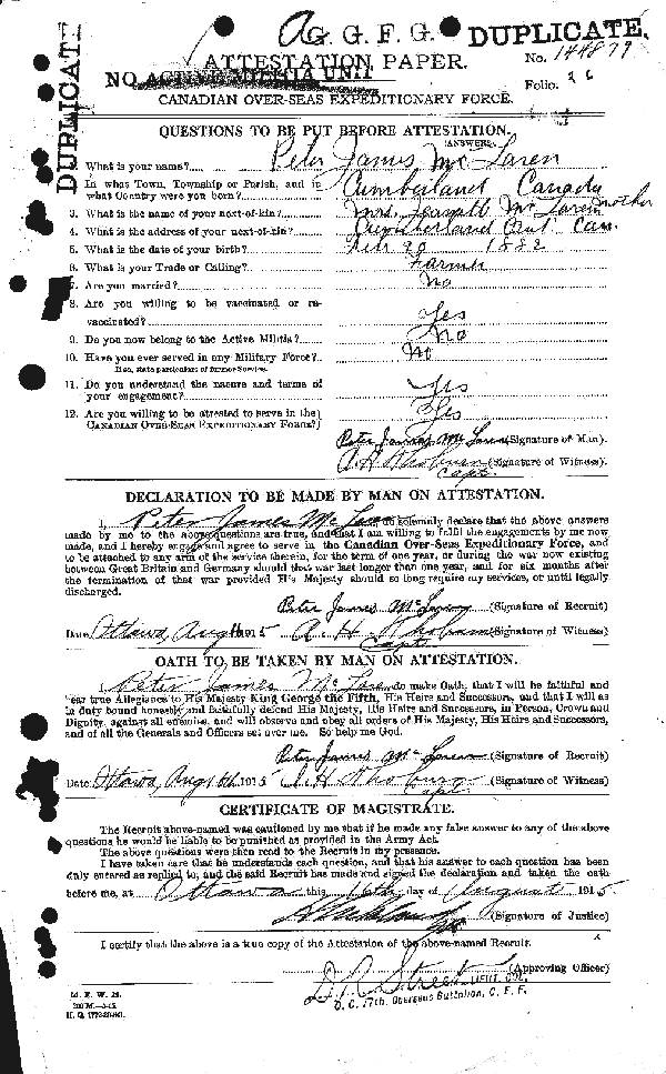 Attestation Paper (page 1)