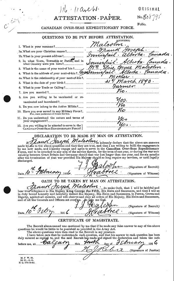 Attestation Papers (Front)