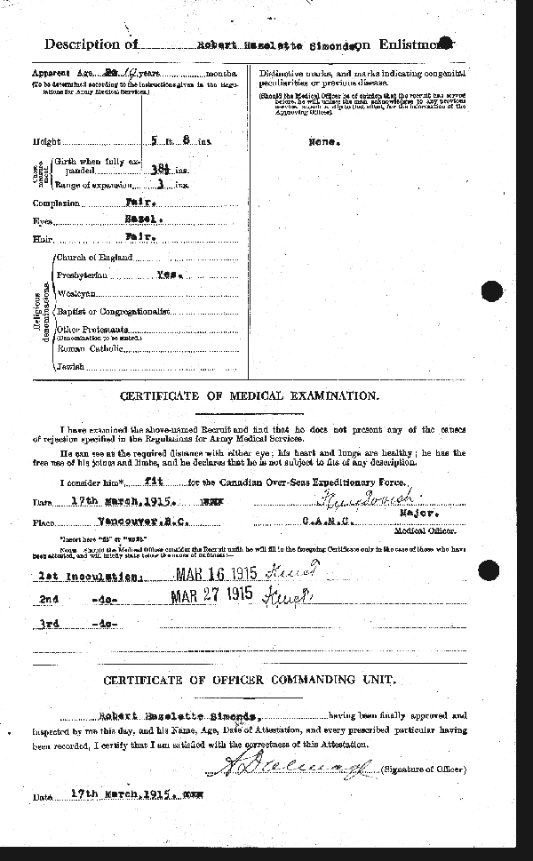 Attestation Papers (Reverse)