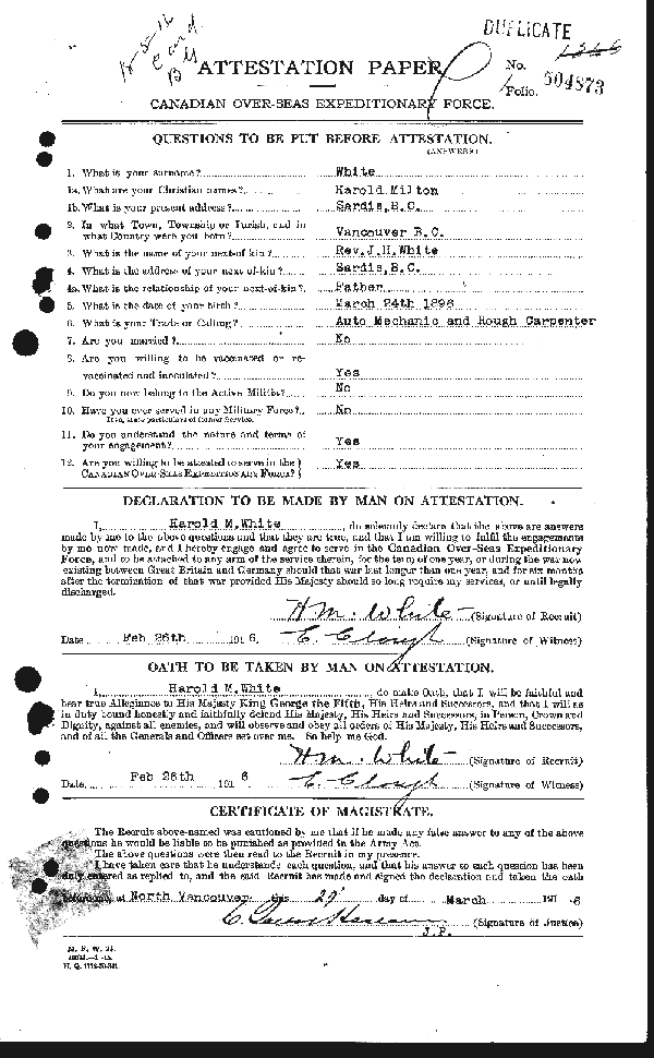 Attestation Papers (Reverse)