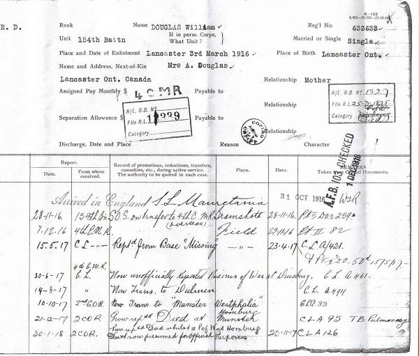 Casualty Form - Active Service