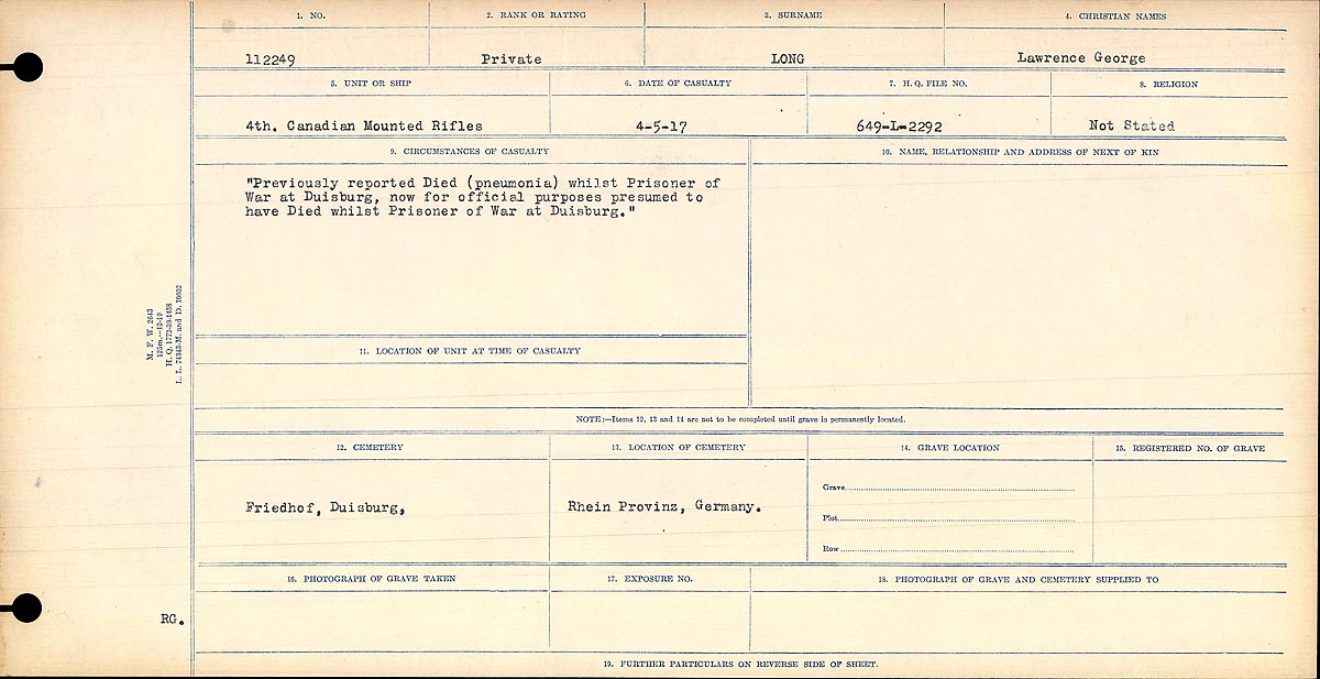 Circumstances of death registers