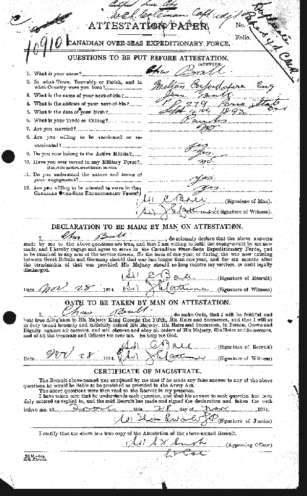 Attestation Paper (page 1)