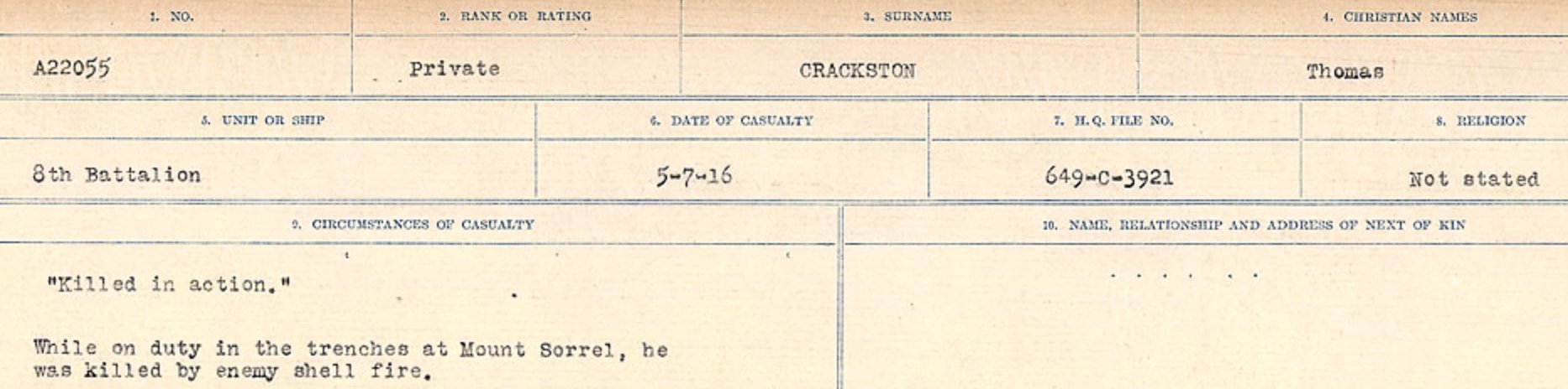 Circumstances of Death Registers