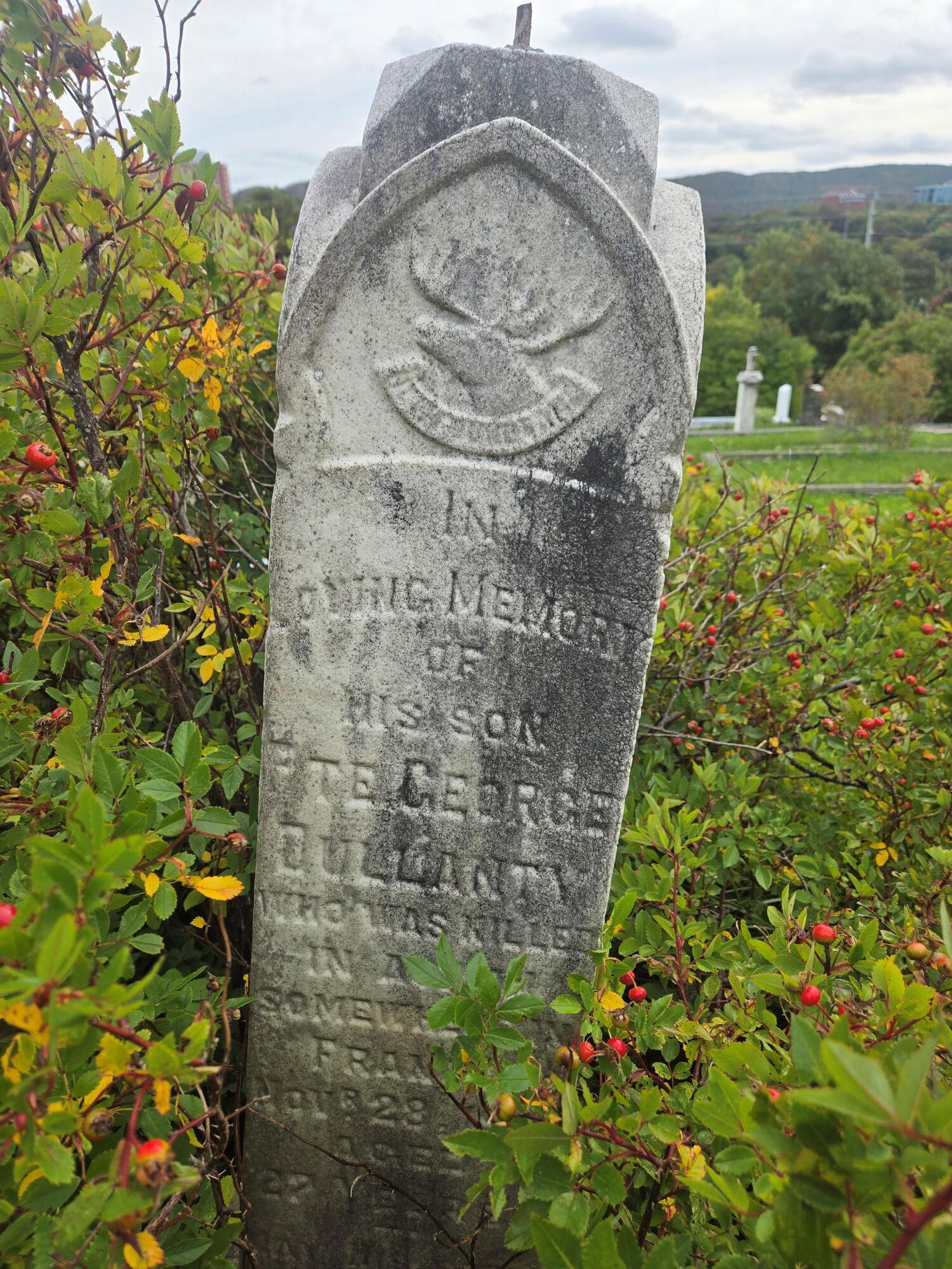 Picture of headstone. 