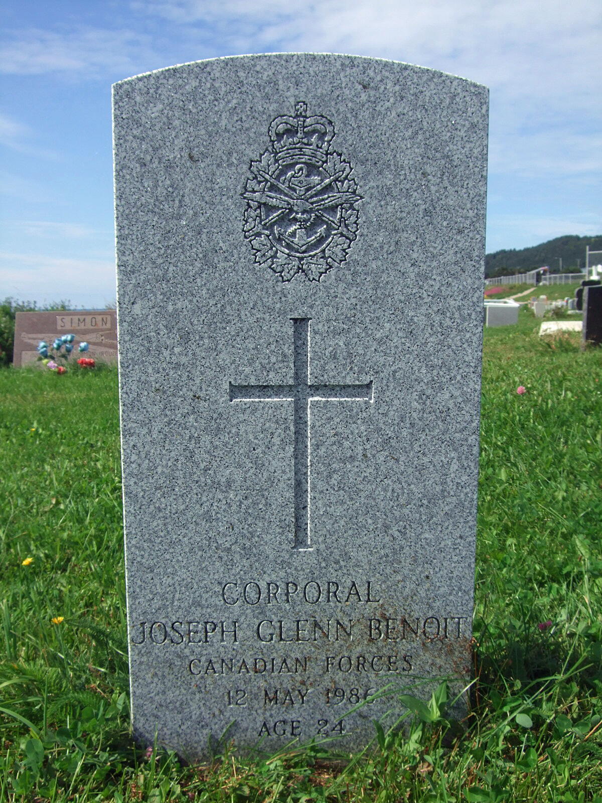 Grave Marker Cpl JG Benoit 
