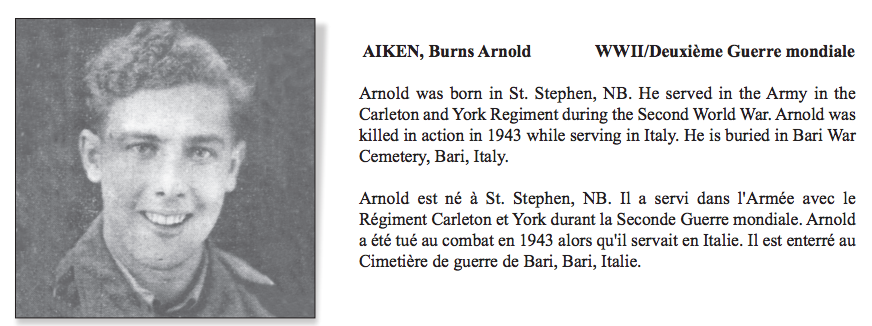 From the New Brunswick Royal Canadian Legion Military  Service Recognition Book. Submitted for the project Operation Picture Me