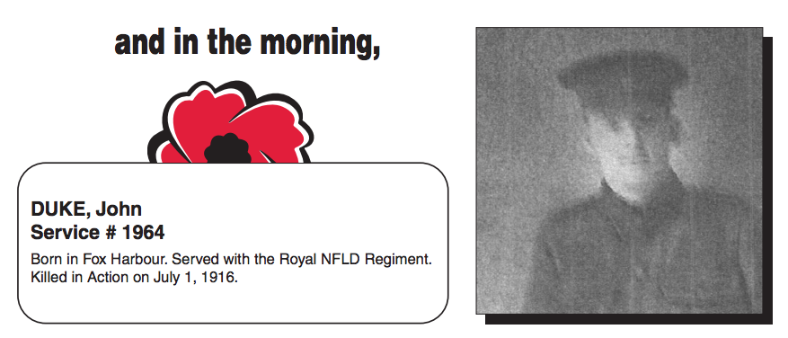 From the Newfoundland Canadian Legion Veterans' Service Recognition Book.  Submitted for the project Operation Picture Me