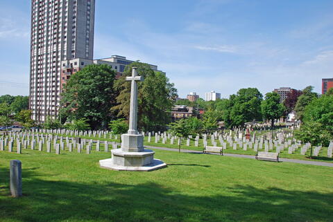 A photo of the Cross of Sacrifice in Fort Massey cemetery in Halifax